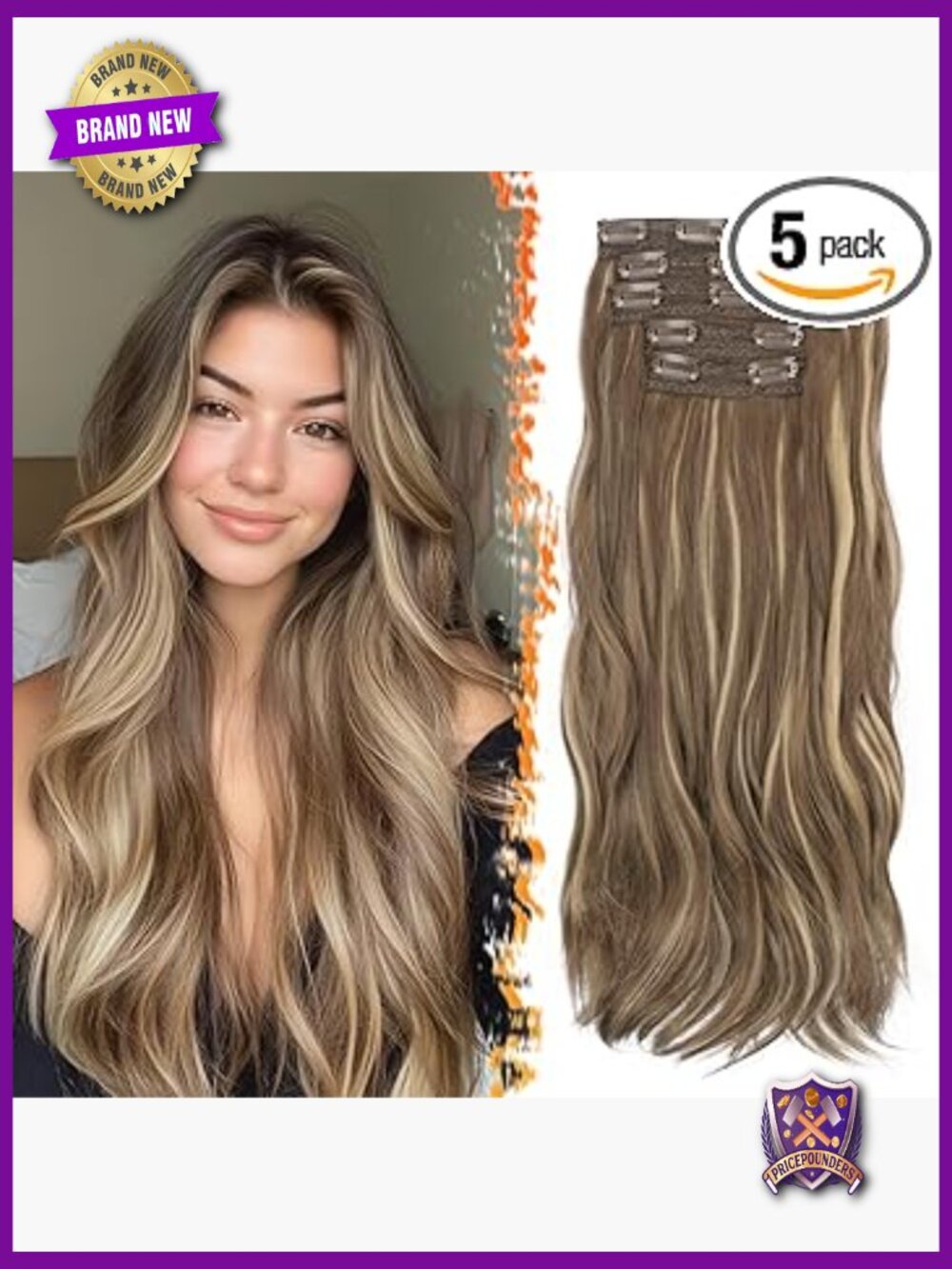 20in Soft Wavy Clip In Hair Extensions 5pcs Voluminous Layered Synthetic
